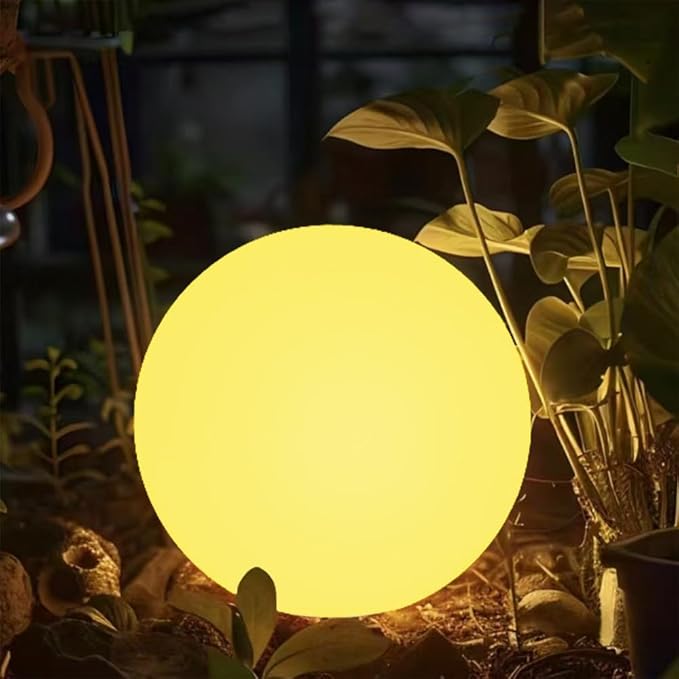 LED Glowing Ball Light, 8-in RGB Color Changing LED Orb Night Light Mood Lamp for Kid, 16 Colors 4 Lighting Modes & 8 Brightness Sphere Lamp w/Remote, Rechargeable Outdoor Globe Lights for Home Patio