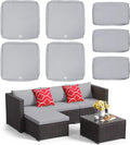 ClawsCover 7Pack Outdoor Seat and Back Cushions Replacement Covers Fit for 3/5 Pieces 4-Seater Wicker Rattan Patio Furniture Conversation Set Sectional Couch,Gray-Small (Include Cover Only)
