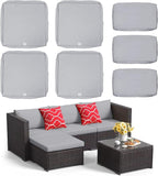 ClawsCover 7Pack Outdoor Seat and Back Cushions Replacement Covers Fit for 3/5 Pieces 4-Seater Wicker Rattan Patio Furniture Conversation Set Sectional Couch,Gray-Small (Include Cover Only)