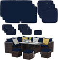 ClawsCover 13Pack Outdoor Seat and Back Cushions Replacement Covers Fit for 7Pieces Wicker Rattan Patio Furniture Set Sectional Couch with Dining Table and Ottoman,Navy-Include Cover Only