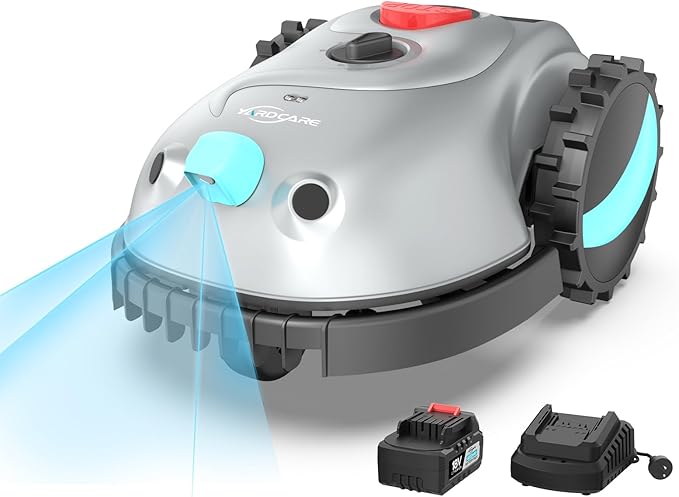 V100 Robotic Lawn Mower, HD Visual Navigation, Smart Obstacle Avoidance & Precision Collision Sensors, Adjustable Cutting Height, Quiet Operation, Ideal for Small Lawns up to 1,600 sq ft