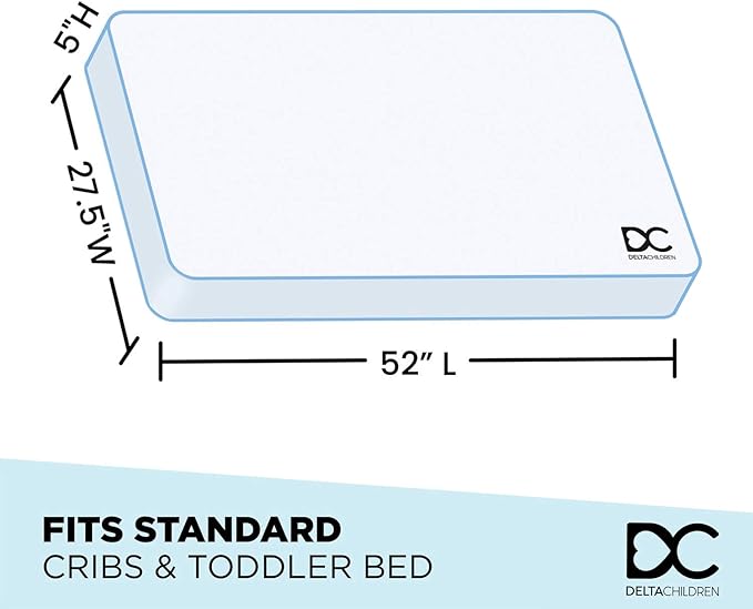 Delta Children Heartland 4-in-1 Convertible Crib, Charcoal Grey + Delta Children Twinkle Galaxy Dual Sided Recycled Fiber Core Crib and Toddler Mattress (Bundle)