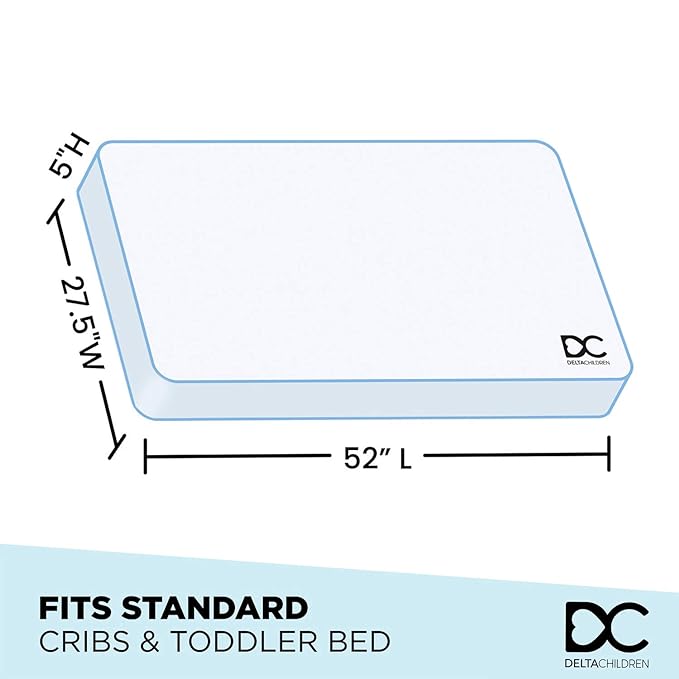 Delta Children Essex 4-in-1 Convertible Baby Crib, Grey with Natural Legs + Delta Children Twinkle Galaxy Dual Sided Recycled Fiber Core Crib and Toddler Mattress (Bundle)