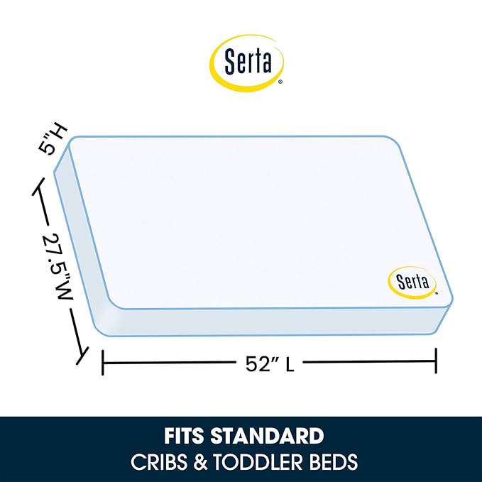 Delta Children Fancy 4-in-1 Crib, Grey + Serta Perfect Slumber Dual Sided Recycled Fiber Core Crib and Toddler Mattress (Bundle)