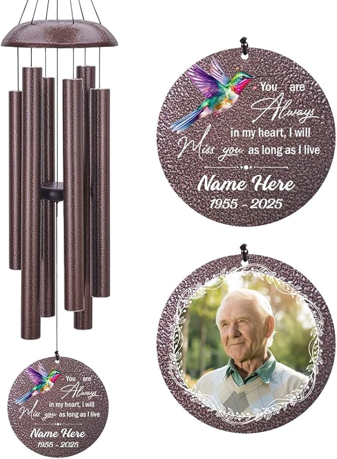 Personalized Wind Chime Memorial, Metal Wind Chime Deep Tone, Wind Chimes for Loss of Loved Father/Mother/Lover, Commemorative Sympathy Bereavement Gifts