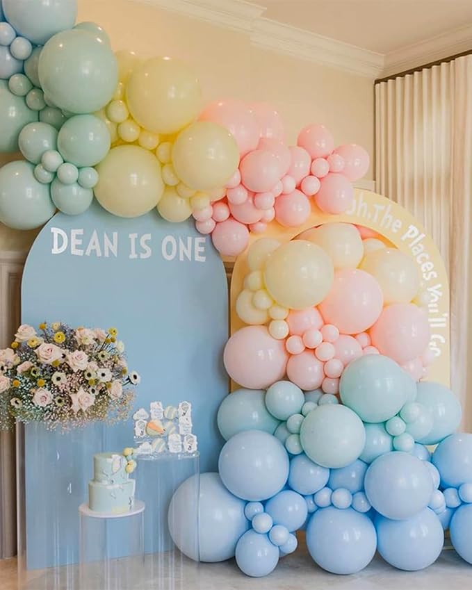 Pastel Balloons Arch Garland Kit, 146PCS Pastel Balloons 4 Sizes 18/12/10/5 Inch, Macaron Rainbow Balloon Arch Kit for Unicorn Birthday Baby Shower Wedding Easter Party Decorations