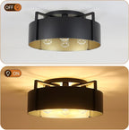 20'' Black Semi Flush Mount Ceiling Light, Modern Farmhouse Hallway Entryway Light Fixtures, 4-Light Rustic Foyer Lighting Fixtures Ceiling Lights for Kitchen Island Bedroom Dining Room