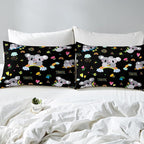 Erosebridal Koala Comforter Set, Kids Rainbow Bedding Set Queen Size Flower Love Heart Duvet Sets for Girls Boys Children Cute Animal Cartoon Down Comforter 3 Pieces with 2 Pillow Cases, Black