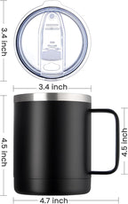 MEWAY 12oz Coffee Mug With Handle 2 Pack Bulk,Stainless Steel Insulated Travel Tumblers With Sliding Lid,Double Wall Vacuum Camping Cup for Hot & Cold Drinks Tea (Mix,Set of 2)