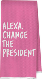 Pink Funny Political Kitchen Towels 16x24 Inch, Funny Hand Towels for Bathroom Decor, Change The President Dish Towel Drying Cloth for Kitchen