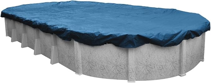 Pool Mate 15 x 21 ft Classic Blue Winter Oval Pool Cover for Above Ground Pools, 4 ft Overlap (19 x 25 ft Cover Size), Solid 8 x 8 Scrim, 2.36 oz/yd2, 10-Year Warranty, Style: 351521-4PM