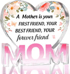 Mothers Day Gifts Best Mom Gifts -Gifts for Mom from Daughter Son - Best Mom Ever Gifts Unique Mother Birthday Acrylic Heart-Shaped Plaque Desk Decorations Present for Mom Christmas Anniversary