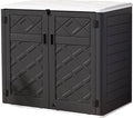 Resin Outdoor Storage Shed, 38 cu.ft Outdoor Storage Box Waterproof for Garden Tools, Patio Furniture, Trash Cans, Garage Storage, Lockable (Black)