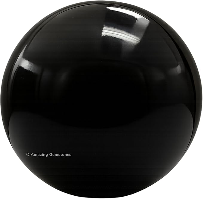 Amazing Gemstone Black Agate Crystal Ball with Stand - 2" Inches Crystal Sphere Meditation Balls for Witchcraft and Decorative Balls