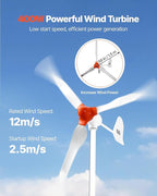 VEVOR 12V 600W Solar Wind Power Kit, 2PCS 100W Solar Panel + 400W Wind Turbine + 12.8V 100Ah LiFePO4 Battery + 1000W Power Inverter + MPPT Hybrid Controller for Home RV Boat Off-Grid Applications