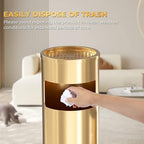 Trash Can Outdoor Waste Container Round Stainless Steel Trash Can with Removable Inner Bucket for Disposal Commercial Waste Container 9.8 x 24-Gold Tone