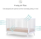 dadada Baby Soho 3-in-1 Convertible Crib to Toddler Bed – Wooden Crib Made in Italy, GREENGUARD Gold Certified Small Baby Crib – Baby-Safe Finish, Modern Design (White)