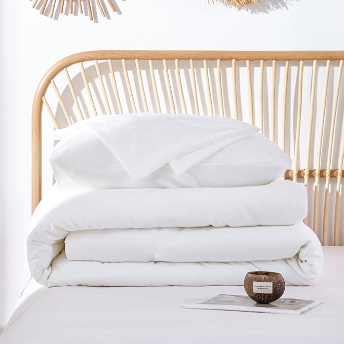 ROSGONIA California King Comforter Set White, 3pcs (1 Boho Cal King Comforter & 2 Pillowcases), All Season Hotel Bedding Bedspread Blanket Quilt
