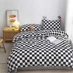 Wellboo Black White Plaid Comforter Sets Queen Women Men Black and White Checkerboard Grid Bedding Comforters Cotton Boys Girls Modern Black Checkered Geometric Quilts Luxury Abstract White Bedding