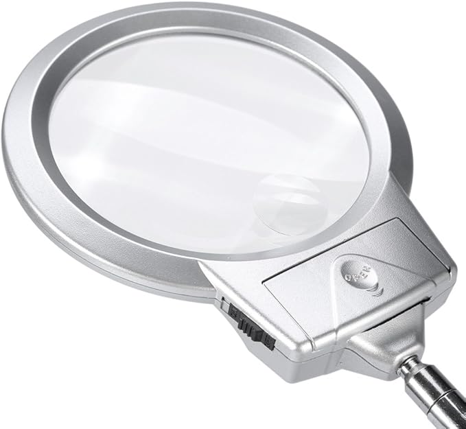 LED magnifying lamp, table magnifying glass, magnifying glass lighting lens with flexible gooseneck, for bed lamp, tattoo, manicure, makeup, eyelashes, suitable for crafts,