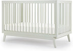 dadada Baby Soho 3-in-1 Convertible Crib to Toddler Bed – Wooden Crib Made in Italy, GREENGUARD Gold Certified Small Baby Crib – Baby-Safe Finish, Modern Design (Sage)