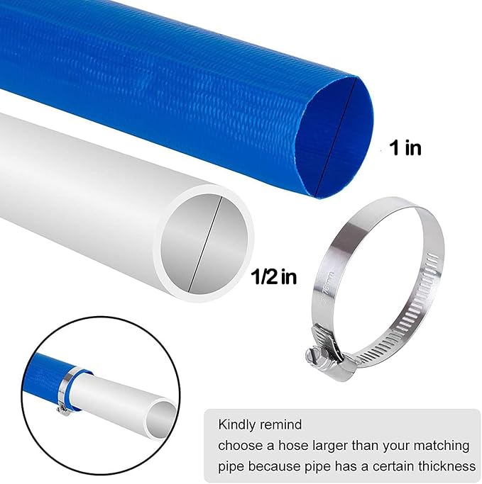 Eastrans 1 IN x 100 FT Heavy Duty Flat Discharge Hose, Weather & Burst Resistant, Best Hose for Inground Pools, Filter & Drain Hose