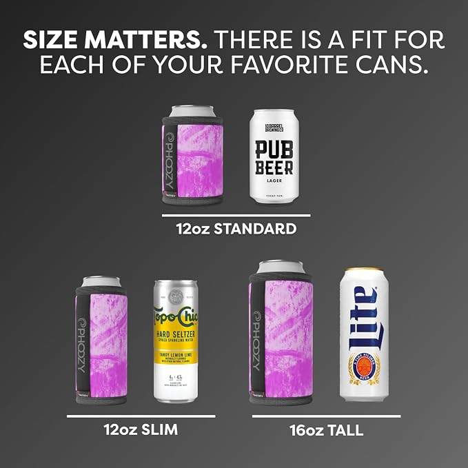 PHOOZY Insulated Can Cooler for 12 oz Cans - Patented Drink Sleeve with NASA-Inspired Technology - Keeps Beer, Soda & Sparkling Water Cold Longer - Lightweight Outdoor Can Holder - Pink