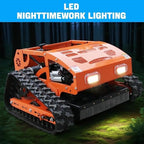 Gasoline Powered Remote Control Lawn Mowerwith Snow Plow, 9HP Crawler Mower with 600m Range for Steep Hills and Orchards (Orange)