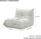 Luxury Sofa Couch Chair, Lazy Floor Seating, Fireside Bean Bag Chair, Ergonomic Tatami Sofa Lounger for Living Room, Bedroom, Office, Single Seat, White