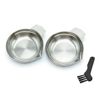 2Pcs Metal Weighing Pans with Narrow Spout & Anti-Static Non-Stick Surface, Mini Metal Scale Trays for Powder Liquid Jewelry Lab Kitchen, Includes 2 Black Cleaning Brushes