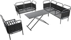 5-Piece Outdoor Patio Sectional L-shaped Sofa Set, Woven Rope Conversation Furniture with Loveseat, Corner Couch, Glass Coffee Table and Removable Cushions, Onesize, Black+Gray
