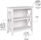 Bush Furniture Key West 2-Shelf 30-inch H Small Bookcase, Pure White Oak (KWB124WT-03)