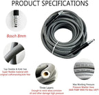 5800PSI/400Bar Ultra Flexible Pressure Washer Hose for Bosch Home Cleaning, 5M-30M High Pressure Extension Tube with Quick-Connect Adapter,(Red/Blue/Yellow/Green/Grey/Orange/Light Blue)(Grey,95FT)