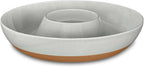 Mora Ceramic Chips and Dip Serving Tray: Large Divided Party Bowl Set for Chips & Salsa, Veggies & Dip, Fruit, Snacks, Entertaining, Hosting, etc. Minimalist Design for the Modern Hostess - Earl Grey