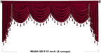 Christmas Red Valance Curtains 110 inches Width, 1 Panel | Heavy Thick Light Blocking Window Drapes, Rod Pocket Waterfall Tassel Swag for Theater, Living Room