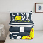 Feelyou Kids Softball Comforter Set King Size Softball Gaming Bedding Set for Boys Girls Teens Bedroom Decor Sports Theme Comforter Women Men Baseball Gaming Duvet Set with 2 Pillow Case