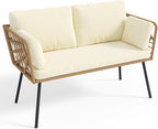YITAHOME Wicker Outdoor Loveseat, All-Weather Patio Sofa for Balcony, Backyard, Pool, Porch, Deck, Outdoor Sectional Furniture Set with Table & Cushions - Beige
