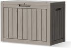 Outdoor Storage Box - Lockable Waterproof UV-Resistant Resin Deck Box for Patio Cushions, Garden Tools, Pool Accessories, Black/Grey, 45(Grey, 45 Gallon)