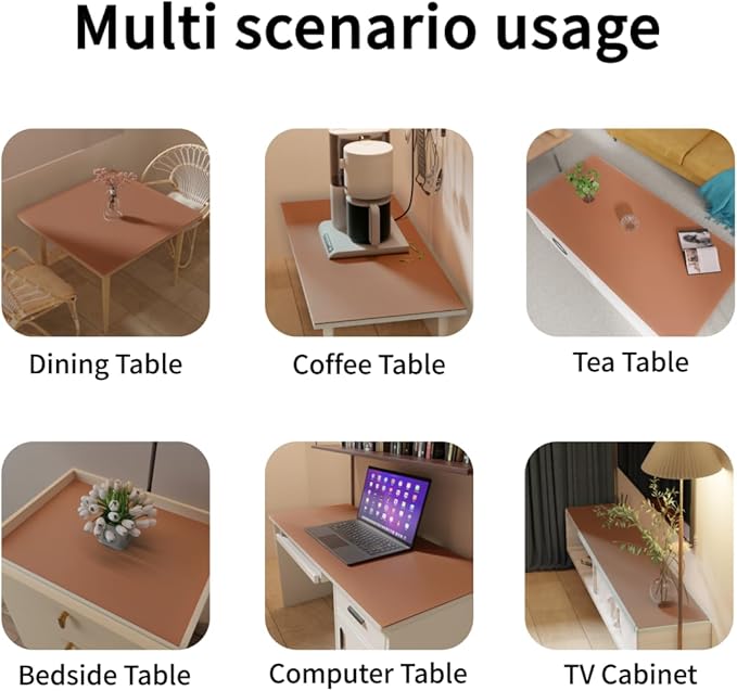 Desk Pad - 14x45 Inch Waterproof Easy to Clean Can Conceal Flaws Protector The Table Top from Scratches Used for Coffee Table Office Table Dresser(Brown+Gray 14x45)
