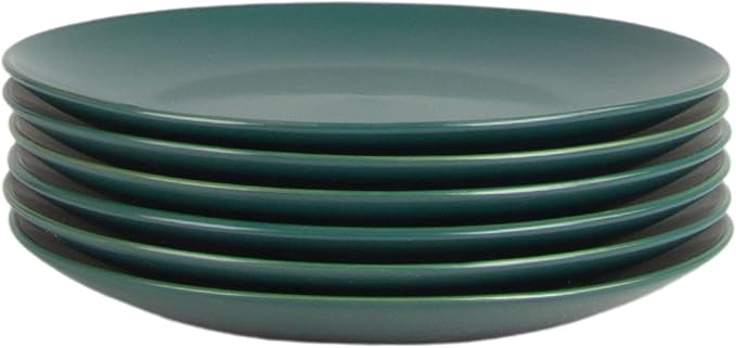 10 Strawberry Street Wazee Matte 8.25" Coupe Salad Plate, Set of 6, Emerald Green