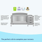 Graco Benton 5-in-1 Convertible Crib and Changer (Pebble Gray) – Crib and Changing Table Combo, Includes Water-Resistant Changing Pad, 3 Drawers, Converts to Toddler Bed, Daybed and Full-Size Bed