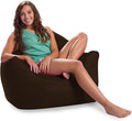 Posh Creations Structured Comfy Bean Bag Chair for Gaming, Reading, and Watching TV, Malibu Lounge, Microsuede - Chocolate