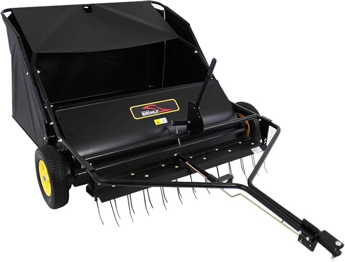 Brinly STS-42BHDK-A 42" Tow-Behind Lawn Sweeper with Dethatcher and Hamper Windscreen