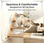 Wall Mounted Cat Shelf, 2 Pack 2 Step Wooden Stairway with Jute Rope, Space-Saving Modular Climbing Ladder for Indoor Cats, for Climbing, Resting, Scratching
