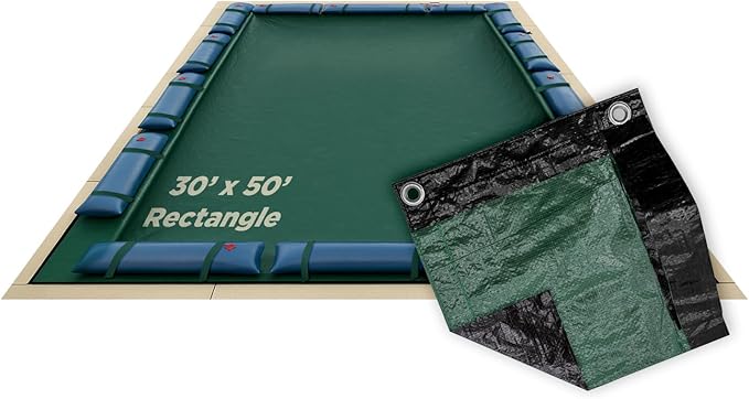 Buffalo Blizzard Supreme Plus 30 ft x 50 ft Rectangular Winter Pool Cover | Green/Black | Heavy Duty for Above Ground Swimming Pools | Easy Install | Cold & UV Resistant | Seasonal Debris Protection