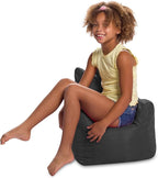 Posh Creations Structured Comfy Bean Bag Chair for Gaming, Reading, and Watching TV, Pasadena Chair, Microsuede - Charcoal Gray