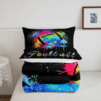 Feelyou Kids Football Comforter Set Twin Size Rugby Sports Game Bedding Set for Boys Girls Teens Bedroom Decor Tie Dye Comforter Women Men Soccer Player Duvet Set with 1 Pillow Case