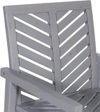 Walker Edison 2 Piece Outdoor Patio Chevron Wood Chair Set All Weather Backyard Conversation Garden Poolside Balcony, Set of 2, Grey