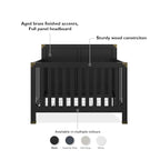 Baby Relax Miles 5-in-1 Convertible Crib, Solid Pine Wood, Black