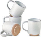 HASENSE Ceramic Coffee Mugs Set of 4, 14 oz Stoneware Coffee Cups with Handle and Speckle for Latte, Cappuccino, Cocoa, Tea and Milk, Microwave and Dishwasher Safe Cups for Men Women, Bluish White